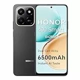 HONOR 400 Smart 4G Smartphone Dual SIM NFC Android 15, 8+256GB, 6500 mAh Dual Cell Akku, 108MP +2MP mit AI Taste Telefon, 6,77 Zoll 120 Hz Comfort Display, 5 Sterne SGS&IP65, Velvet Black