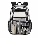 Wadirum Transparenter Rucksack Wasserdichter Schulrucksack für Mädchen und Jungen Cooler geräumiger Tagesrucksack Schwarz