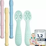 Beißröhrchen Zahnungshilfe Beißring Baby esslernlöffel baby Bpa-Frei Silikon 5 Stück Us-Cpc Zugelassene Greifling (5 Stück-A)