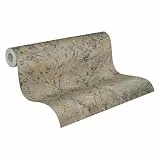 A.S. Création Livingwalls Tapete 396501 mit Ästen in Braun, Creme, Gold - hochwertige florale Tapete mit Design und Metalliceffekt in Gold - 10,05m x 0,53m - Made in Germany