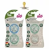 NIP Cherry Rundsauger Schnuller NIGHT 0-6 Monate, Leuchtschnuller, ab Geburt 0+ Monate, leuchtet im Dunkeln
