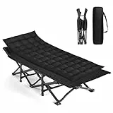 CALIYO Feldbett Klappbar mit Matratze, Campingbett, Belastbar bis 200 kg – aus Stahlrohr und Oxford-Stoff, Gästebett mit Tragbarer Tasche, Geeignet für Camping, Zuhause, Reisen (188×66×37 cm)