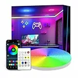 httpsmp 4m RGB+IC Farbwechsel Neon Rope Lights, USB Powered, 5V Flexible Strip, LED Streifen mit App/Fernbedienung, DIY-Formen, Musik Sync, TV/PC Hintergrundbeleuchtung