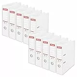 Esselte Ordner breit, DIN A4, 10er Pack, 7,5 cm Rückenbreite, Kunststoff-Ordner, weiß, Vivida, 811300