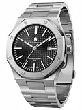 SAPPHERO Uhren Herren 30M wasserdichte Armbanduhr Herren Edelstahl Achteckig Herrenuhr Silber Quarz Japanische Uhrwerke Business Casual Leuchtende Uhr mit Date