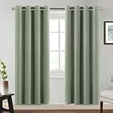 BellaHills Thermovorhang Vorhänge 2er Set H245 x B140 cm Schlafzimmer Gardinen Blickdicht Verdunklungsvorhänge mit Ösen Thermal Curtains Blackout Vorhang Wärmeisolierend, Salbei Hell