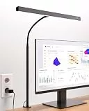 RIXGLEAM Schreibtischlampe LED Dimmbar, Schreibtischlampe Klemmbar mit 45° Streuwinkel, Augenschutz Schwanenhals Büro Tischlampe, Tageslichtlampe Schreibtisch für Homeoffic, Büro (Schwarz)