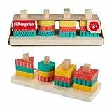 Fisher-Price Sortierspielzeug für Kleinkinder Formen-Stapelspielzeug aus Holz, 13 Holzteile für feinmotorisches Spielen, Kindergartenkinder ab 2 Jahren, HXV05