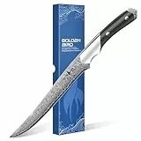 Golden Bird 20cm Filetiermesser, professionelles Ausbeinmesser, hergestellt aus 67 Lagen japanischem Damaststahl, Scharfes Fischmesser aus hochkarbonhaltigem Superstahl mit Geschenkbox – Swan-Serie