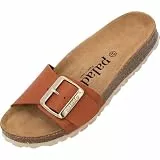 Palado Pantoletten Damen Malta EGS Matt Premium Leather - Sandalen Made in Spain - bequeme Hausschuhe mit Kork-Fußbett - modische Sommerschuhe Braun UK6 - EU39
