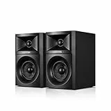 Sanyun SW203 4.0 PC Lautsprecher - 60W 4-Wege DSP Steuerung 3D Immersiver Sound - 3' Kohlefaser Tieftöner & 20mm Seidenkuppel Hochtöner - 24bit DAC USB/Bluetooth 5.4/AUX - Studio-Audio (Paar, Schwarz)