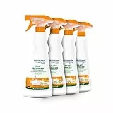 HEITMANN pure Kraftreiniger Essig + Orange | Reiniger-Spray gegen Schmutz, Seifenreste & Kalk in Küche & Bad | Ideal für Armaturen & Oberflächen | Mit Essig-, Milch- & Citronensäure | 4 x 500 ml