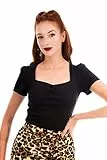Ro Rox Doris Pin Up 50er Jahre Vintage Retro Rockabilly Pinup Top Bluse - Schwarz (XL)