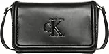 CALVIN KLEIN Women's RAISED CK FLAP CROSSBODY LV04F1027G Crossover, Black (Black), One Size, Schwarz (Schwarz), One Size