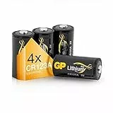 GP Batterien CR123A 3V Lithium Pro Schwarz-Gold (4 Stück CR123 Batterien 3 Volt) für Smart Home, Alarmanlagen, Taschenlampen, Foto-Zubehör etc. (Nicht wiederaufladbar)
