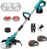 Bürstenlose Rasentrimmer 21V，Rasentrimmer für mit Unkrautbürste, mit 4 Klingentypen, Freischneider Elektrisch für Rasen Garten Beschneiden