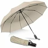 ZOMAKE Regenschirm sturmfest – klein & 114 cm großer Taschenschirm, leicht & kompakt, windsicher mit Auf-Zu-Automatik und robustem Fiberglasgestell – für Damen und Herren, Alltag & Reise(Cream)