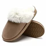 Waysoland Hausschuhe Damen,Warme Damen Hausschuhe Memory Foam rutschfest Kunstfell bequeme Winter Pantoffeln Damen Drinnen Draußen(Beige,38/39 EU)