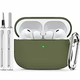 Inesore Compatible with AirPods Pro 3 Hülle with Cleaning Kit, Silicone Protective Case Cover for Apple Air Pods Pro 3rd (2025), Unisex Design - Deep Green