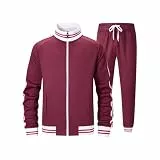 ZPB Herren Trainingsanzug Jogginganzug Sportanzug Fußball Sporthose Männer Hoodie Hose für Gym Tracksuit-Wine Red-M