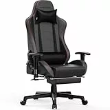 GTPLAYER Gaming Stuhl Gamer Stuhl mit Fußstütze Bluetooth Lautsprecher Ergonomischer Bürostuhl Computerstuhl Schreibtischstuhl PC Stuhl mit verstellbare Rückenlehne 150 kg Belastbarkeit schwarz
