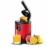 Cecotec Elektrische Zitruspresse mit Arm für Orangen und Zitrusfrüchte Xqueeze RetroJuice 600 Red. 600 W, Retro, Edelstahlfilter, Kunststoffkegel, Hebel zum Entfernen von Fruchtfleisch, Tropfschutz