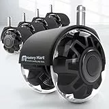 Mastery Mart Bürostuhl Rollen 11mm, Leise Gummirollen, Schützt Hartböden Vor Kratzern, Nie Wieder Bodenschutzmatte, 5er Set Rollen für Bürostühle (Schwarz, PASST Nicht für 10mm Stift).