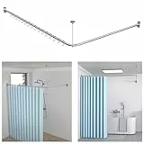 KULACO Duschvorhangstange L Form, Verstellbare Duschstange aus SUS304 Edelstahl, Duschvorhangschiene Ecke 100-120x100-190cm Duschstange inkl. 16 Duschvorhangringe für Badewanne & Dusche