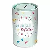 Wunscherfüller Spardose aus Blech I Urlaub, Kommunion und besondere Anlässe I Stilvolles Geldgeschenk I Modernes Design I Geld sparen für Traumreisen und Wünsche