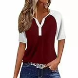 Blumendruck Tshirt Damen Italienische Mode Fun-Tops & Shirts Blusen Generic Italienische+Blusen T-Shirt Kurzarm Bluse Poloshirt Rot XL