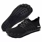 Racqua Wasserschuhe Damen Badeschuhe Herren Leichte schnell trocknende Schwimmschuhe Atmungsaktive Strandschuhe Barfuß Aqua Outdoor für Männer Frauen Schwarz EU42