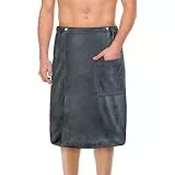 Aomig Saunakilt Herren, Grau, Elastisch, Verstellbare Größe, Schnapp-Badetuch Kilt Herren, Großes, Schnell Trocknendes Saunatuch für Fitnessstudio, Dusche, Sauna, Spa und Strand (70 X 140 cm)