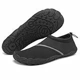 Mishansha Badeschuhe Herren Damen Wasserschuhe rutschfeste Schwimmschuhe Schnelltrocknende Aquaschuhe Strandschuhe Neoprenschuhe für Meer Steinstrand Dunkelschwarz,Gr.43