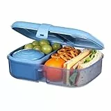 Sistema Ribbon Bento Box Brotdose mit flexiblem Einsatz und Joghurt-/Fruchtbehälter | Mit recyceltemozeangebundenem Kunststoff | 1,1 L Lunchbox im Bento Style | BPA-frei