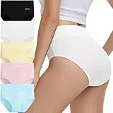 IceReco Unterhosen Damen Slip Unterwäsche Frauen Set 5er Pack High Waist Bauchweg Unterhose Baumwolle Sportunterwäsche Schlüpfer Panties Briefs Underwear Stretch Weich Schwarz Weiß Gelb Blau Rosa XL