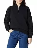 Mil-Tec Tactical Sweatshirt (Unisex) • Pullover mit Zipper • Sweater mit Kragen • Atmungsaktives Sweatshirt Damen & Herren • Warmer Pulli für Arbeit, Freizeit, Outdoor • Schwarz, L