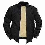 Generisch Steppjacke Herren Cardigan Fleecejacke Als Winterjacke Und Übergangsjacke Mit Langarm Stehkragen（01-Schwarz，L）