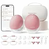 Momcozy Freihändige Milchpumpe Mobile Flow | M9 Upgrade, Elektrisch & App-Steuerung, Personalisierte Multi-Modi & 15 Stufen, Tragbare Pumpe, 24 mm (Rot, 2 Stück)