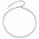 FindChic 3mm flache Schlangen Kette Fußkettchen Einfache S925 Sterling Silber Fuß kette Stilvolle Fischgräten kette Knöchel Strands Schmuck für Frauen Damen Mädchen