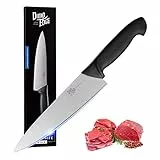 dimoedge Profi Kochmesser, Metzgermesser Premium Edelstahl mit Klinge 20 cm, Scharfes Schlachtermesser für küche & Butchers, Schwarz