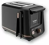 Tefal Toaster mit 2 Schlitzen, inkl. Magnetklammern, große Bedienelemente, 7 Bräunungsstufen, herausnehmbare Krümelschublade, Erhöhungsfunktion TT533811, Schwarz