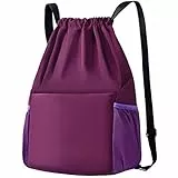 Turnbeutel mit Kordelzug, für Damen, Herren und Kinder, violett,