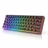 HK Gaming GK61 mechanische 60 Prozent Tastatur | 61 programmierbare Tasten mit RGB Beleuchtung | Kompatibel mit Windows PC & Mac | QWERTY Layout | Hotswap Gateron Optical Yellow Switches | Schwarz
