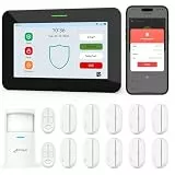 CPVAN GSM + WiFi Alarmanlage Haus mit 7' Touch Screen, Kein Vertrag Smart Komplettsysteme mit APP/SMS/Anruf Alarm, 110dB Host, Bewegungsmelder, Tür/Fenster Sensoren, Fernbedienungen, 14 Stück