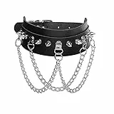 JewelryWe Schmuck Punk Halsband Damen Gothic Leder Choker Halskette Spikes Nieten Halsreif mit Ketten Verstellbarer Choker Kragen Lederband Schwarz