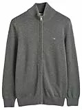 Gant Herren Casual Cotton Zip Cardigan Strickjacke, Dark Grey Melange, X-Large