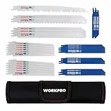 WORKPRO Sägeblatt Set für Holz & Metall & Kunststoff 32-teilige Säbelsägeblätter mit Handtasche (32 Stück) Kompatibel mit gängigen Sägen