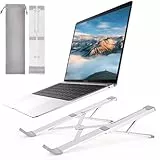 Euqvunn Laptop Ständer für Schreibtisch mit 5-stufiger Höhenverstellung, Faltbare & Tragbare Aluminiumlegierung Laptopständer, Kompatibel mit 10'-17,3' Laptops (Silber)