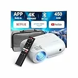 YOTON Beamer 4K [Offizielles Netflix/Dolby Audio] 20000 Lumen Full HD 1080P Native, Y9 WiFi Bluetooth 5.2 Projektor, Video Beamer für Heimkino/Handy/TV Stick/PS5 Projektor mit Tasche