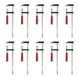 Schraubzwingen, Profi Schraub-Zwinge Set mit 10-Komponentengriff 50x200 / 50x300, Spann-Weite 150 mm, Spanntiefe 50 mm, Spannbacken aus Temperguss-Stahl, Schraubzwenge mit Hohlprofilschiene (50x300)